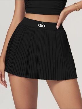 ALO Yoga Black Pleated Mini Skirt